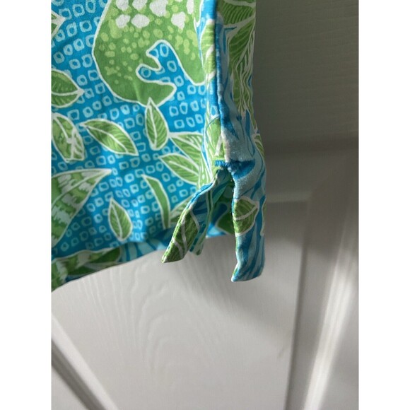 Mountain Lake Pedal Pushers womens Size 10 Tropical Blue Green Tapered Cropped - Picture 3 of 7